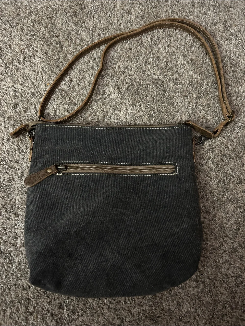 Myra Bag Coffee Canvas Small Crossbody Aztec Woven Geometric Leather